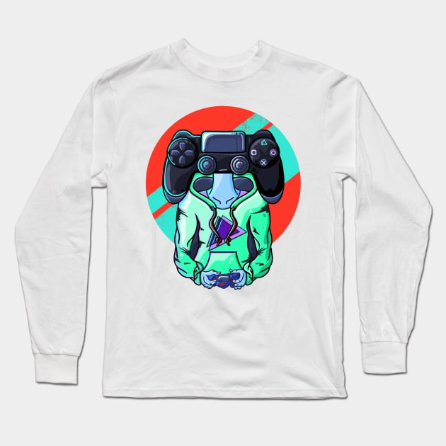 Gamer Head Black Long Sleeve T-Shirt by nataliesnow24